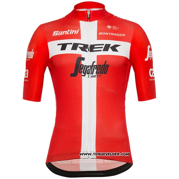2018 Maillot Ciclismo Trek Segafredo Champion Danemark Manches Courtes et Cuissard